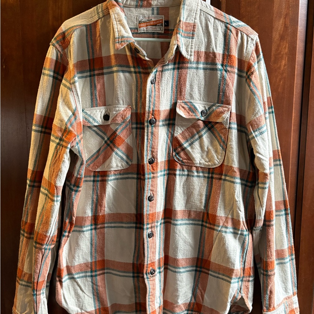 Eddie Bauer Orange and Green Plaid Shirt Jacket